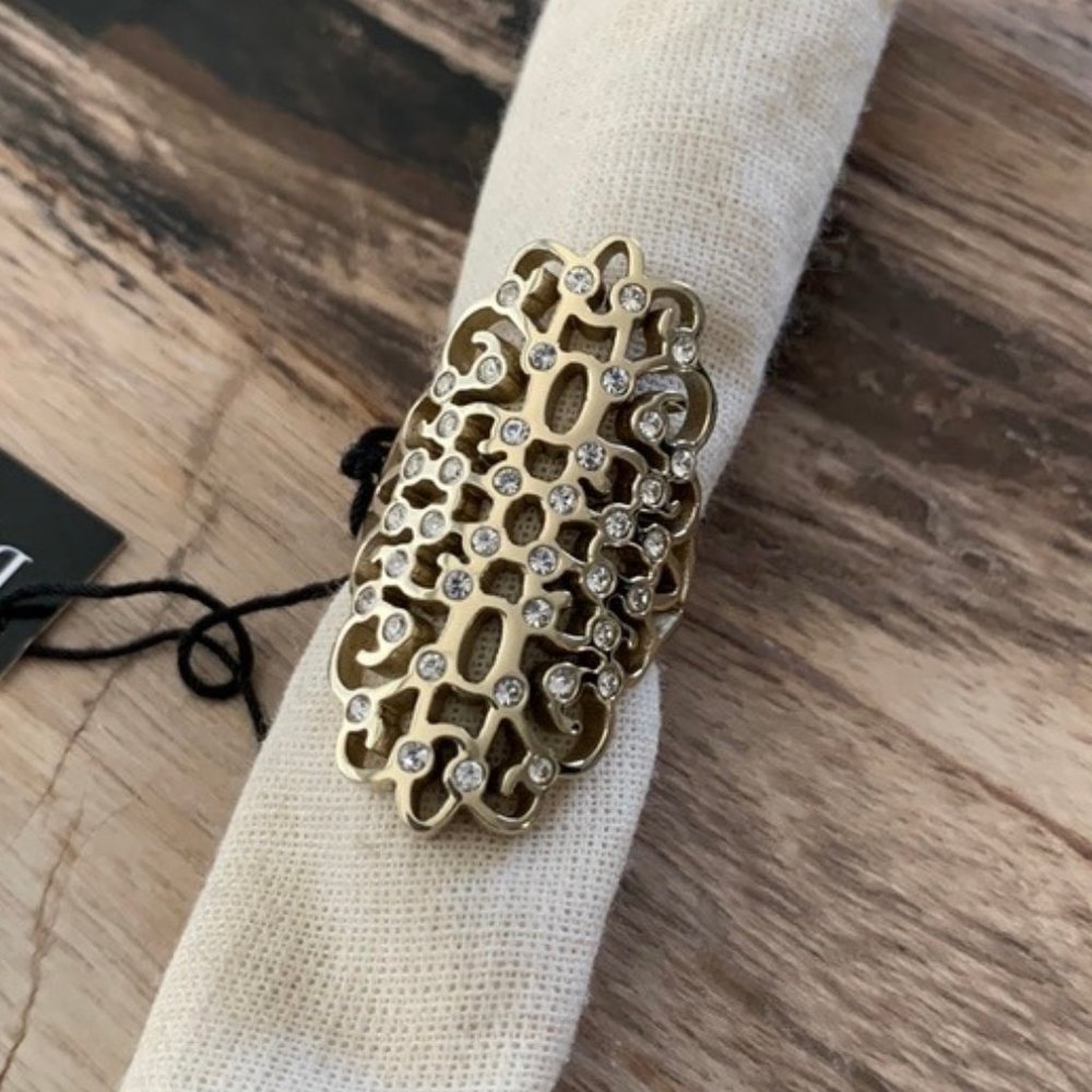 Dyrberg/Kern Istria Swarovski crystal lace ring sz 7